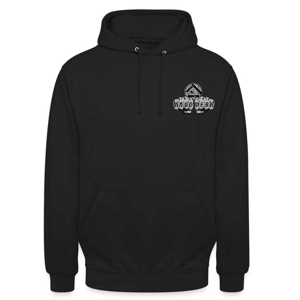 Unisex Hoodie "Parkettleger" beidseitig bedruckt Schwarz Unisex Hoodie {{ color }}