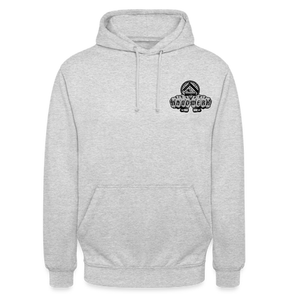 Unisex Hoodie "Parkettleger" beidseitig bedruckt Hellgrau meliert Unisex Hoodie {{ color }}