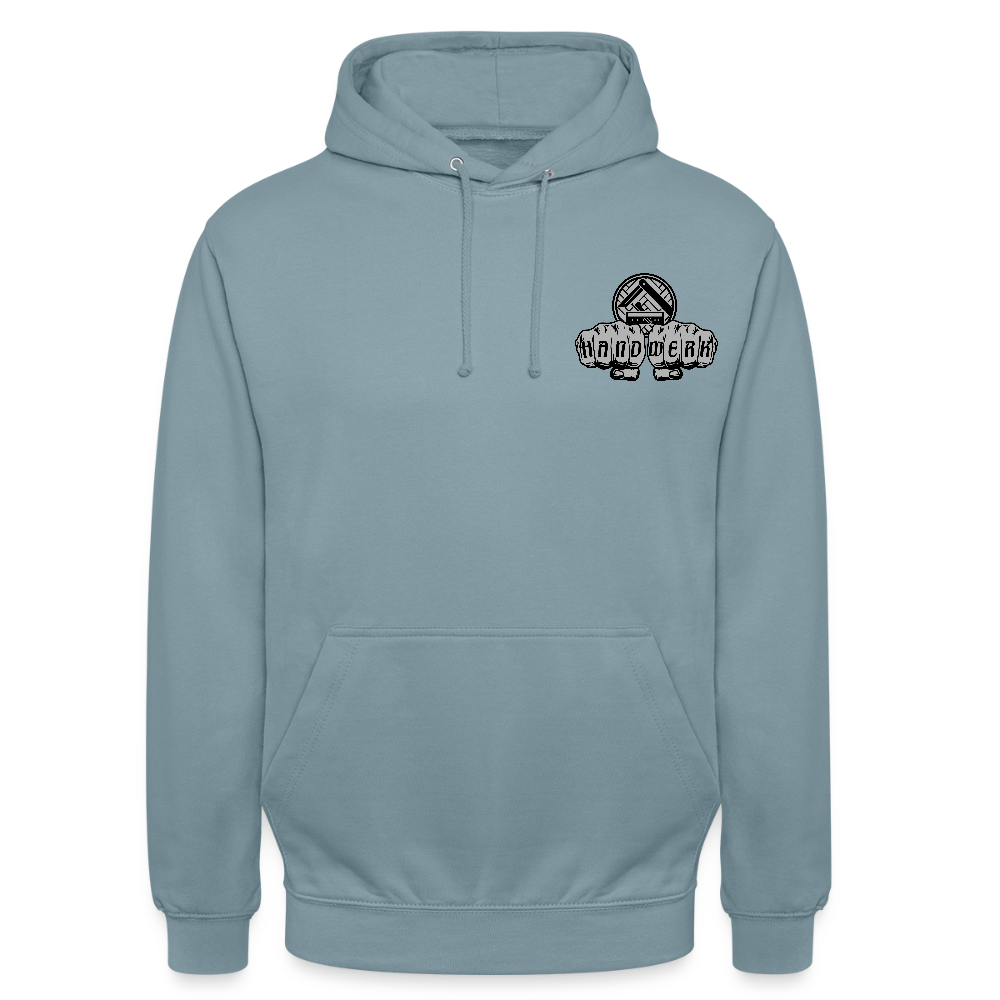 Unisex Hoodie "Parkettleger" beidseitig bedruckt Nebelblau Unisex Hoodie {{ color }}