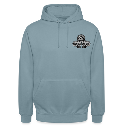 Unisex Hoodie "Parkettleger" beidseitig bedruckt Nebelblau Unisex Hoodie {{ color }}