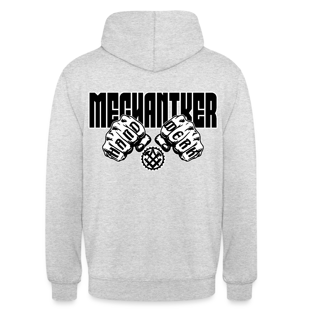 Unisex Hoodie "Mechaniker" (beidseitig bedruckt) Hellgrau meliert Unisex Hoodie {{ color }}