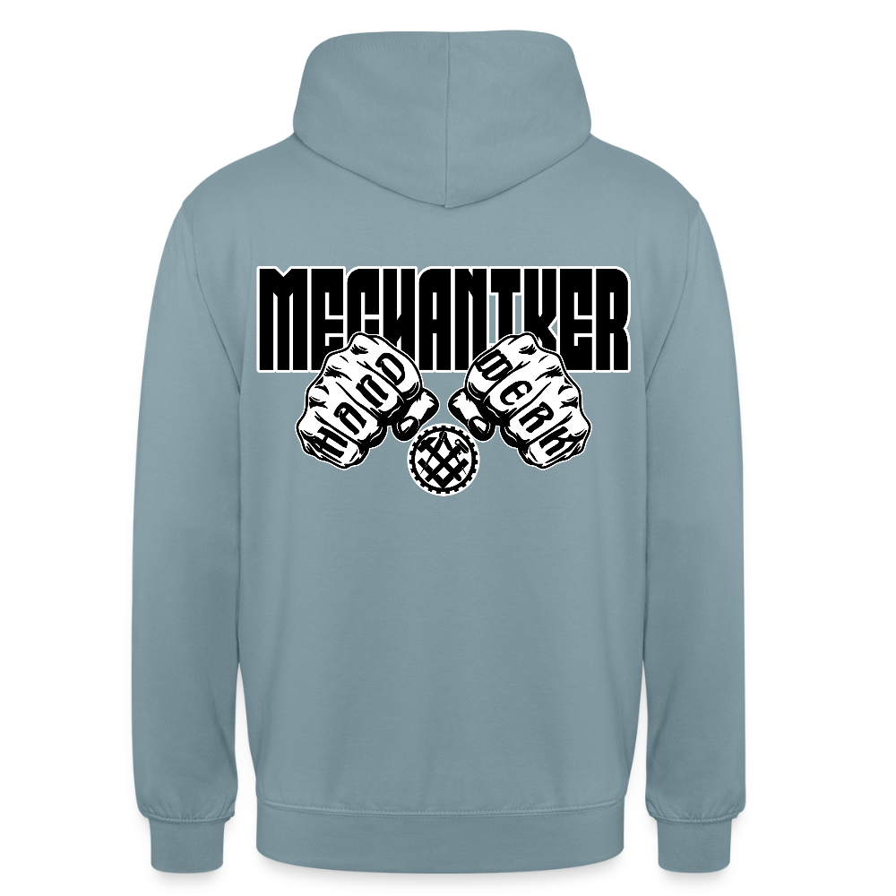 Unisex Hoodie "Mechaniker" (beidseitig bedruckt) Nebelblau Unisex Hoodie {{ color }}