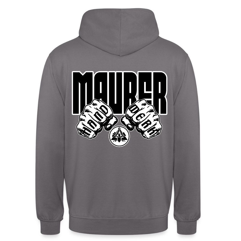 Unisex Hoodie "Maurer" (beidseitig bedruckt) Mittelgrau Unisex Hoodie {{ color }}