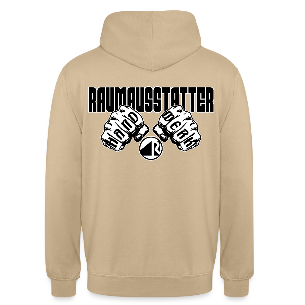Unisex Hoodie "Raumausstatter" (beidseitig bedruckt) Beige Unisex Hoodie {{ color }}