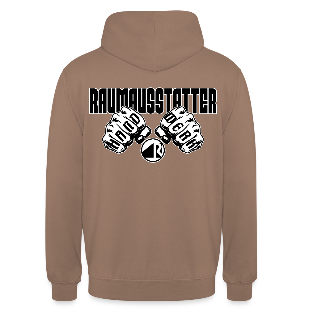 Unisex Hoodie "Raumausstatter" (beidseitig bedruckt) Mokka Unisex Hoodie {{ color }}
