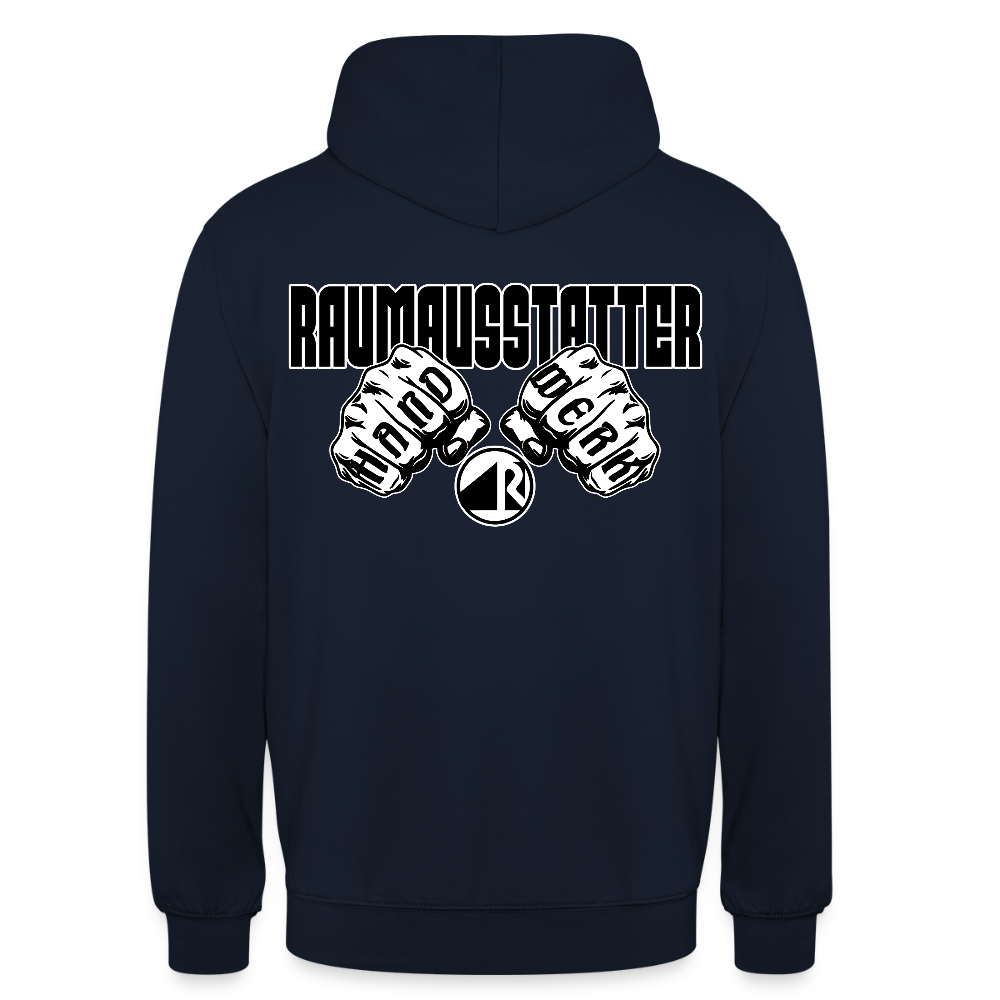 Unisex Hoodie "Raumausstatter" (beidseitig bedruckt) Navy Unisex Hoodie {{ color }}