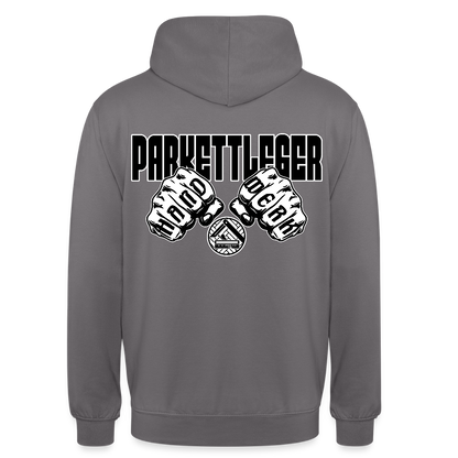 Unisex Hoodie "Parkettleger" (beidseitig bedruckt) Mittelgrau Unisex Hoodie {{ color }}