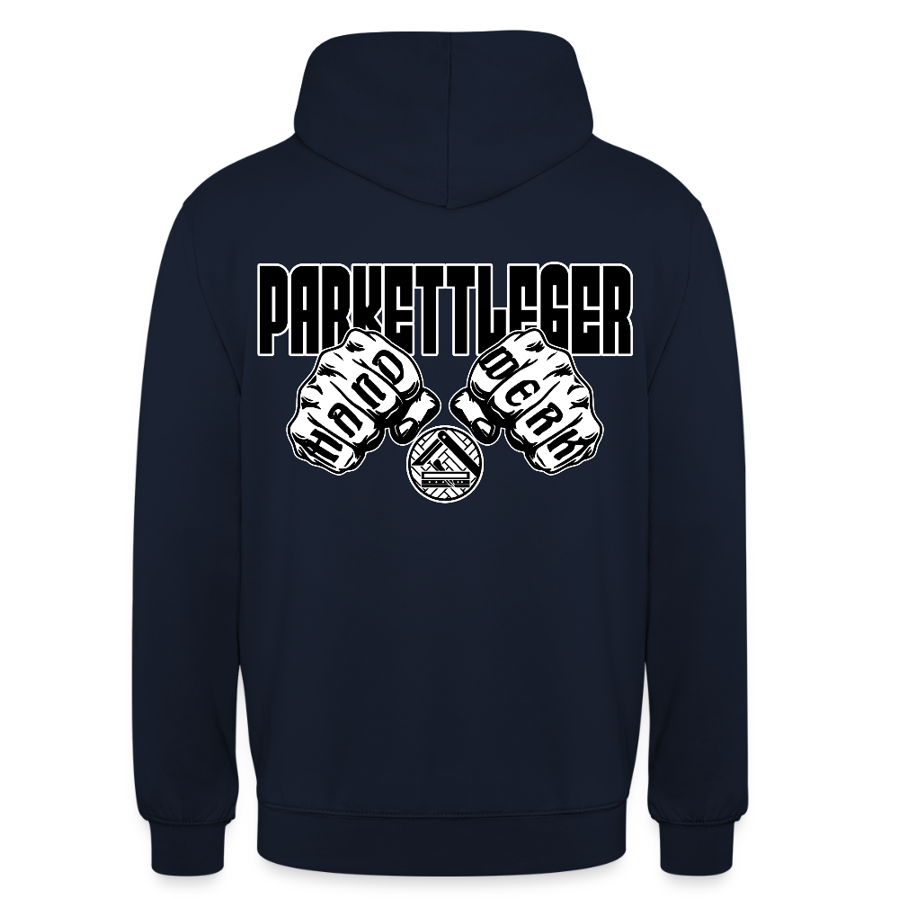 Unisex Hoodie "Parkettleger" (beidseitig bedruckt) Navy Unisex Hoodie {{ color }}