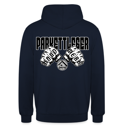 Unisex Hoodie "Parkettleger" (beidseitig bedruckt) Navy Unisex Hoodie {{ color }}