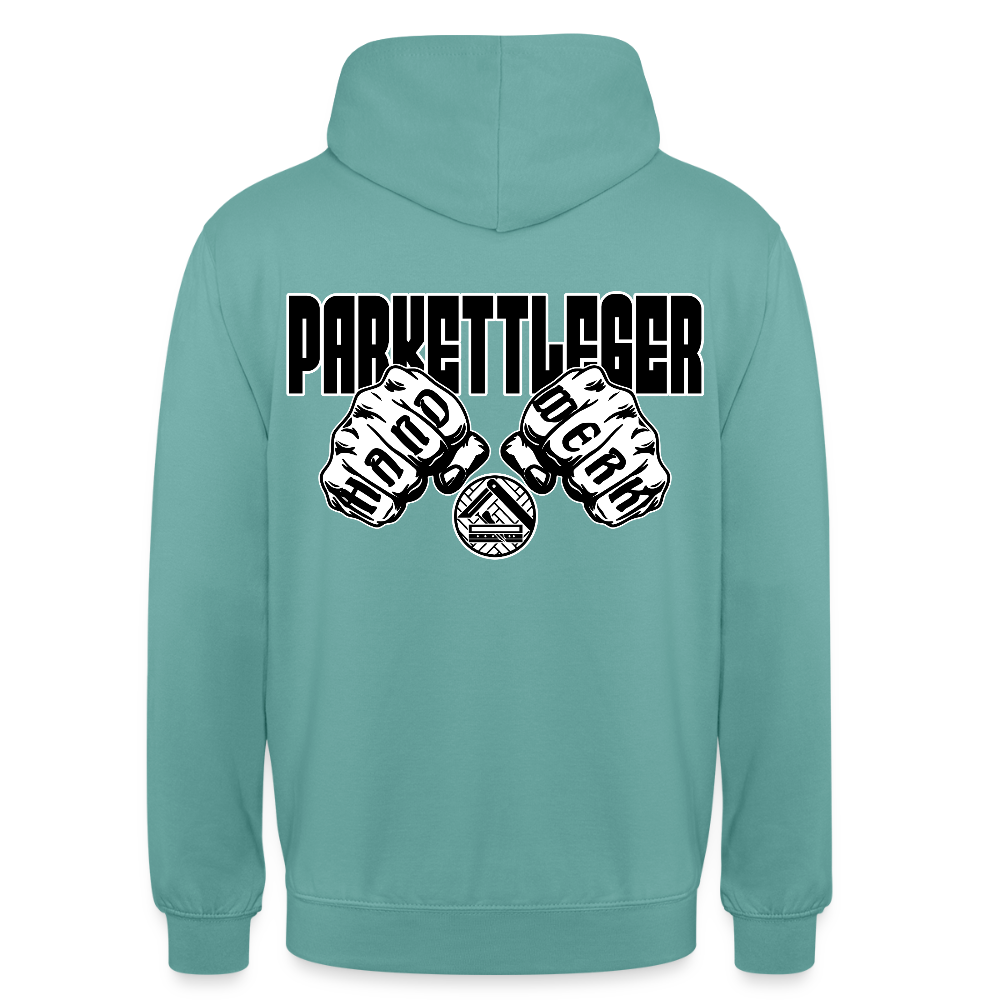 Unisex Hoodie "Parkettleger" (beidseitig bedruckt) Pastelltürkis Unisex Hoodie {{ color }}