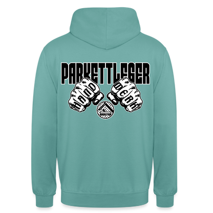 Unisex Hoodie "Parkettleger" (beidseitig bedruckt) Pastelltürkis Unisex Hoodie {{ color }}