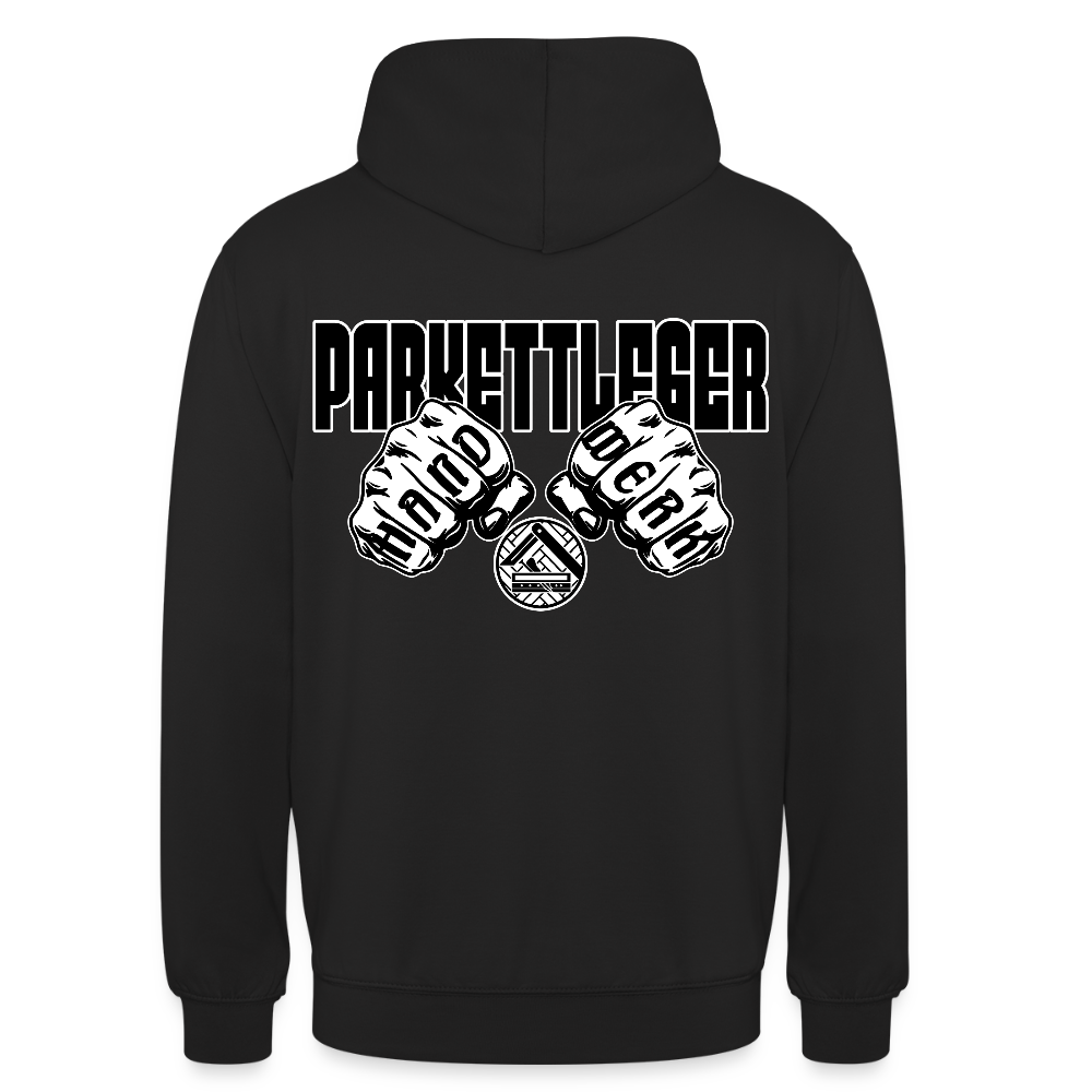 Unisex Hoodie "Parkettleger" (beidseitig bedruckt) Schwarz Unisex Hoodie {{ color }}