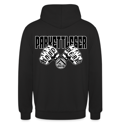 Unisex Hoodie "Parkettleger" (beidseitig bedruckt) Schwarz Unisex Hoodie {{ color }}