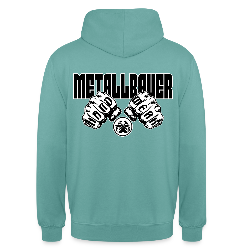 Unisex Hoodie "Metallbauer" (beidseitig bedruckt) Pastelltürkis Unisex Hoodie {{ color }}