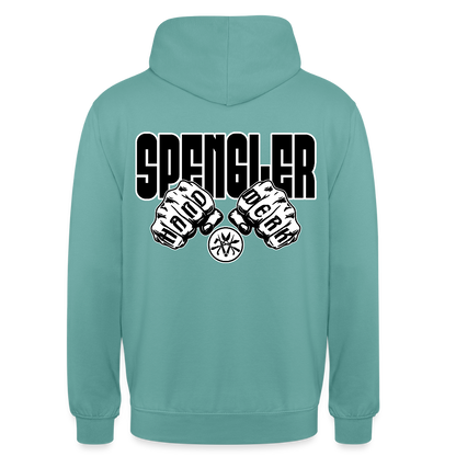 Unisex Hoodie "Spengler" (beidseitig bedruckt) Pastelltürkis Unisex Hoodie {{ color }}