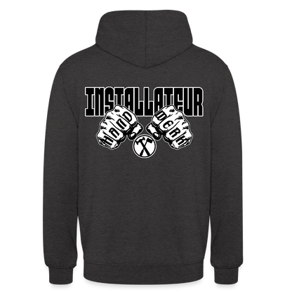 Unisex Hoodie "Installateur" (beidseitig bedruckt) Anthrazit Unisex Hoodie {{ color }}