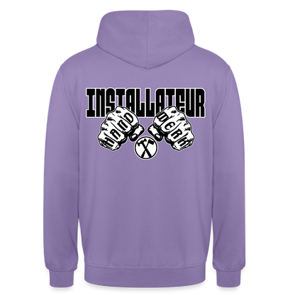 Unisex Hoodie "Installateur" (beidseitig bedruckt) Lavendel Unisex Hoodie {{ color }}