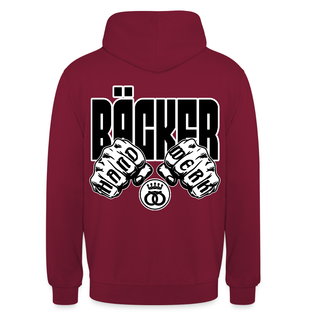 Unisex Hoodie "Bäcker" (beidseitig bedruckt) Bordeaux Unisex Hoodie {{ color }}