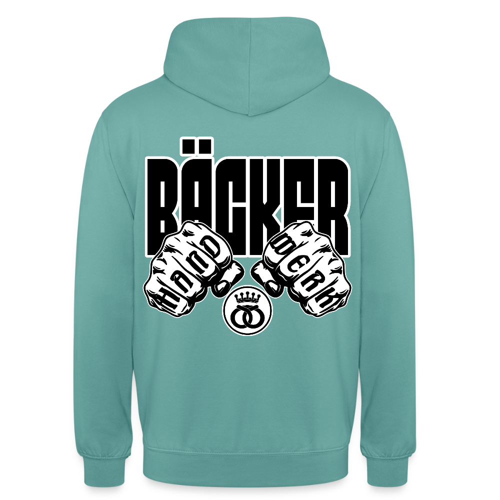 Unisex Hoodie "Bäcker" (beidseitig bedruckt) Pastelltürkis Unisex Hoodie {{ color }}