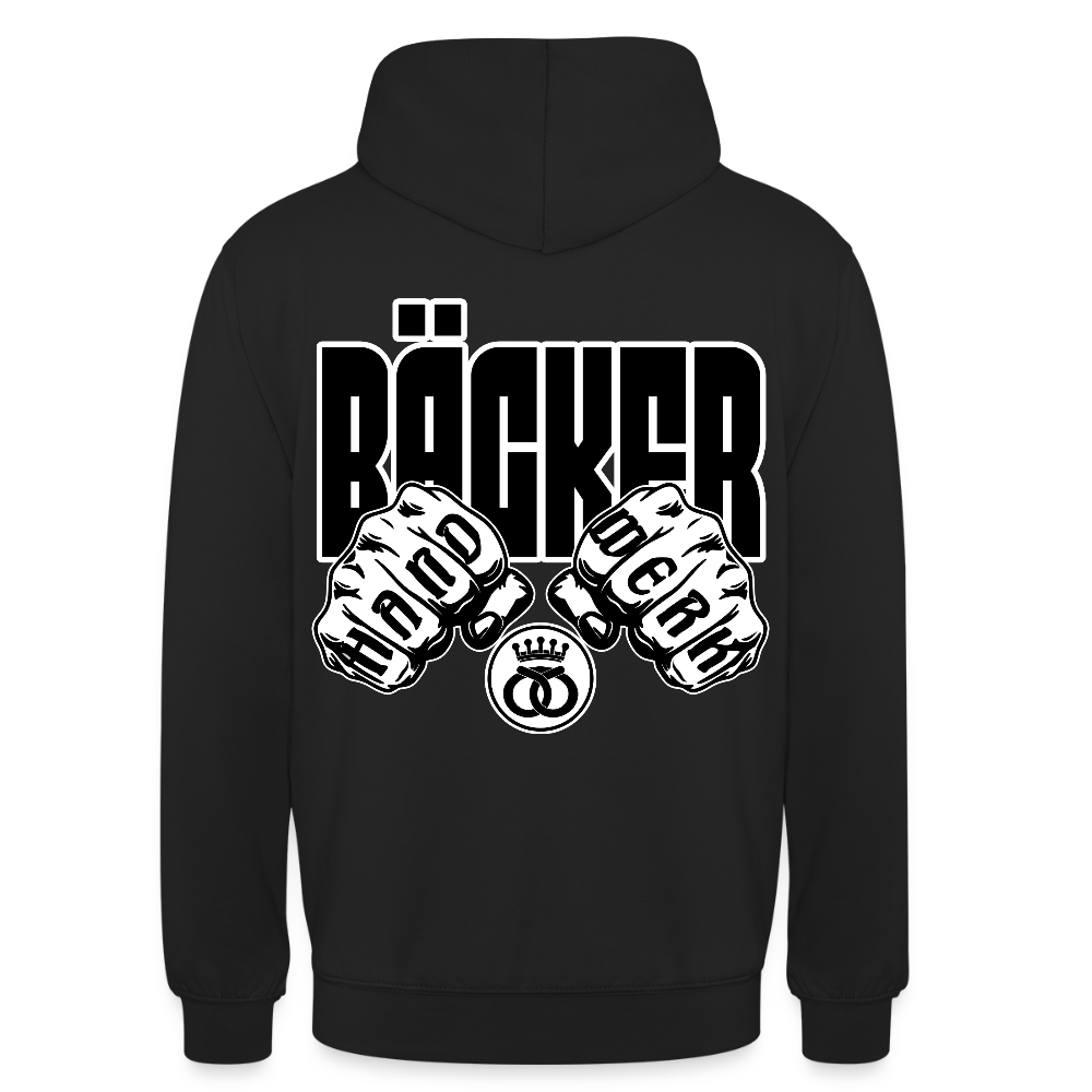 Unisex Hoodie "Bäcker" (beidseitig bedruckt) Schwarz Unisex Hoodie {{ color }}