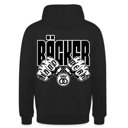 Unisex Hoodie "Bäcker" (beidseitig bedruckt) Schwarz Unisex Hoodie {{ color }}