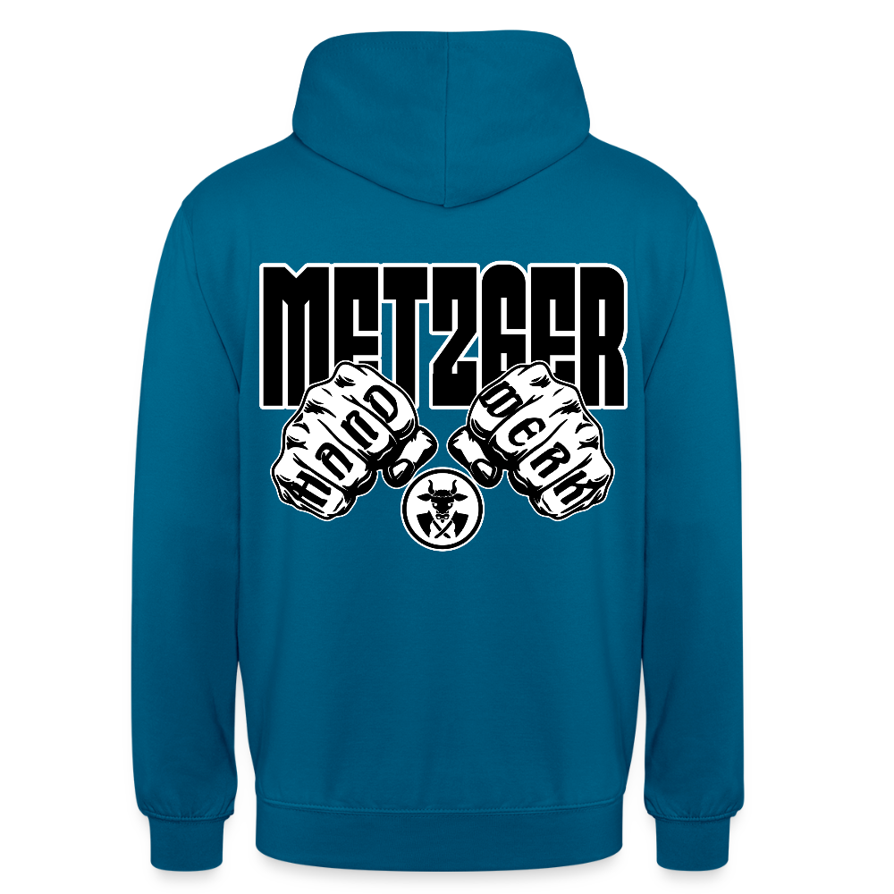 Unisex Hoodie "Metzger" (beidseitig bedruckt) Tiefseeblau Unisex Hoodie {{ color }}