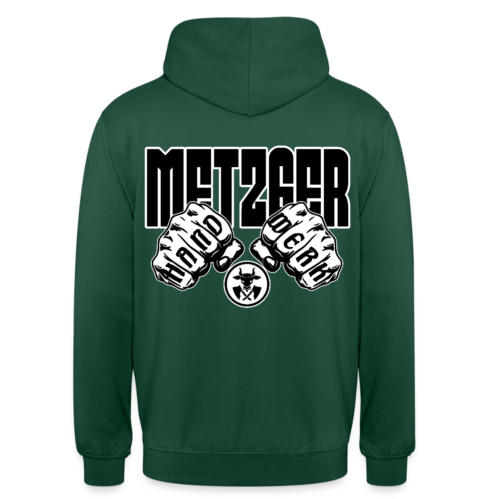 Unisex Hoodie "Metzger" (beidseitig bedruckt) Flaschengrün Unisex Hoodie {{ color }}