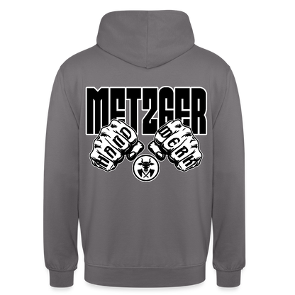 Unisex Hoodie "Metzger" (beidseitig bedruckt) Mittelgrau Unisex Hoodie {{ color }}