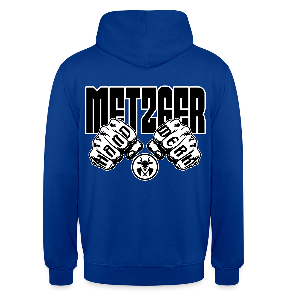 Unisex Hoodie "Metzger" (beidseitig bedruckt) Royalblau Unisex Hoodie {{ color }}
