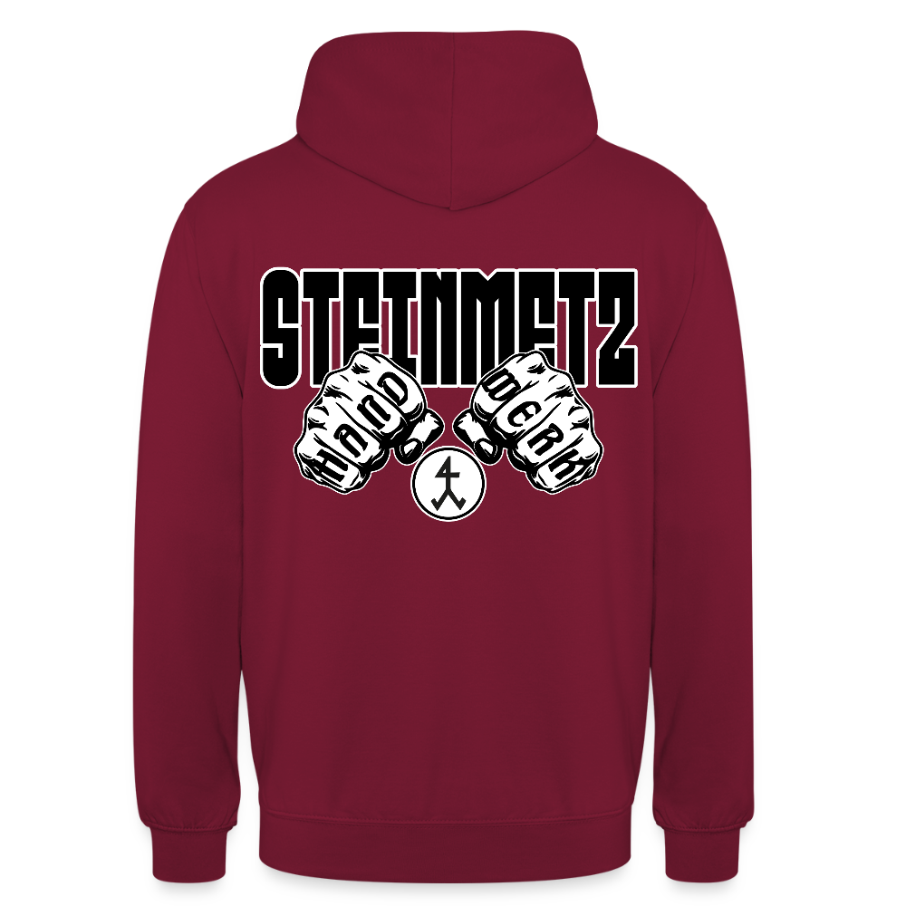Unisex Hoodie "Steinmetz" (beidseitig bedruckt) Bordeaux Unisex Hoodie {{ color }}