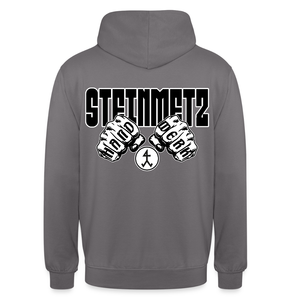 Unisex Hoodie "Steinmetz" (beidseitig bedruckt) Mittelgrau Unisex Hoodie {{ color }}