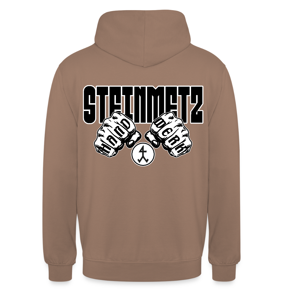 Unisex Hoodie "Steinmetz" (beidseitig bedruckt) Mokka Unisex Hoodie {{ color }}