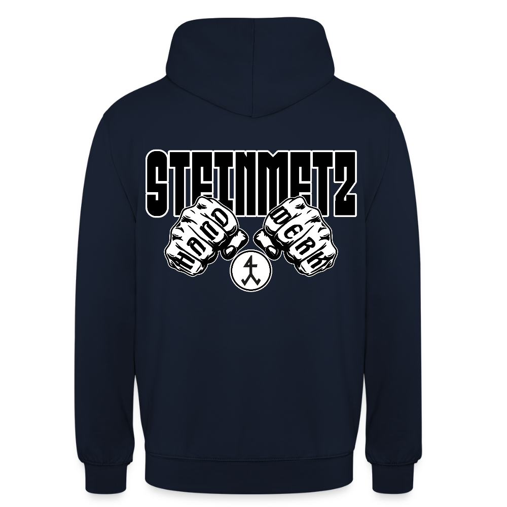 Unisex Hoodie "Steinmetz" (beidseitig bedruckt) Navy Unisex Hoodie {{ color }}