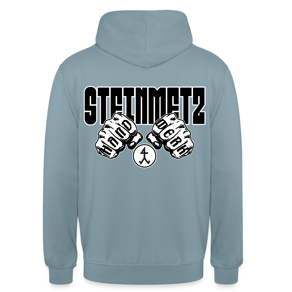 Unisex Hoodie "Steinmetz" (beidseitig bedruckt) Nebelblau Unisex Hoodie {{ color }}