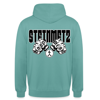 Unisex Hoodie "Steinmetz" (beidseitig bedruckt) Pastelltürkis Unisex Hoodie {{ color }}