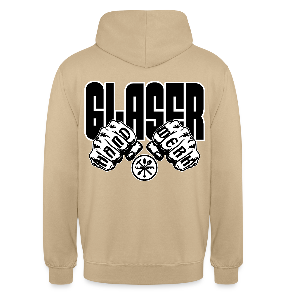 Unisex Hoodie "Glaser" (beidseitig bedruckt) Beige Unisex Hoodie {{ color }}