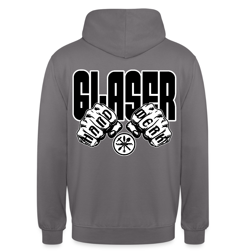 Unisex Hoodie "Glaser" (beidseitig bedruckt) Mittelgrau Unisex Hoodie {{ color }}