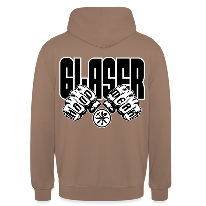 Unisex Hoodie "Glaser" (beidseitig bedruckt) Mokka Unisex Hoodie {{ color }}