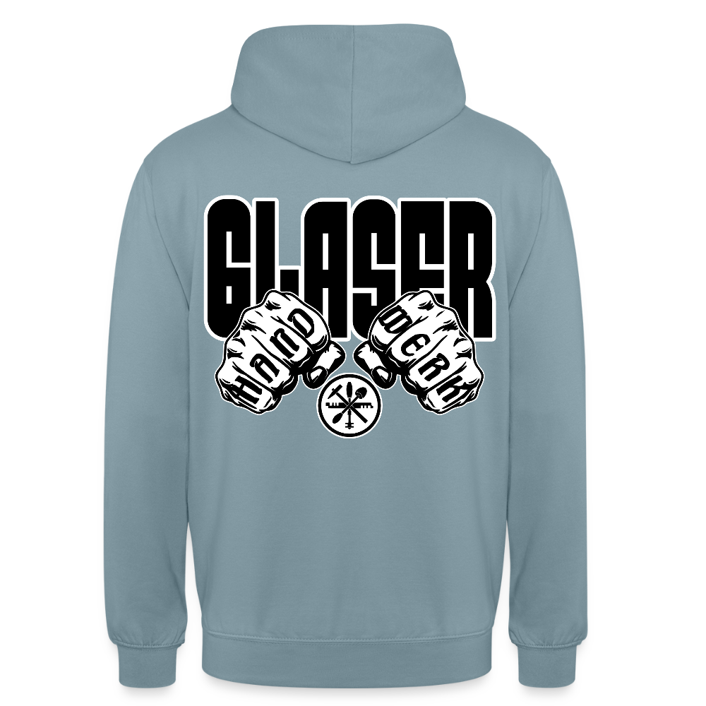 Unisex Hoodie "Glaser" (beidseitig bedruckt) Nebelblau Unisex Hoodie {{ color }}