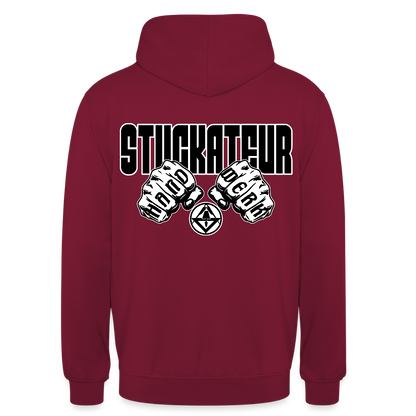 Unisex Hoodie "Stuckateur" (beidseitig bedruckt) Bordeaux Unisex Hoodie {{ color }}