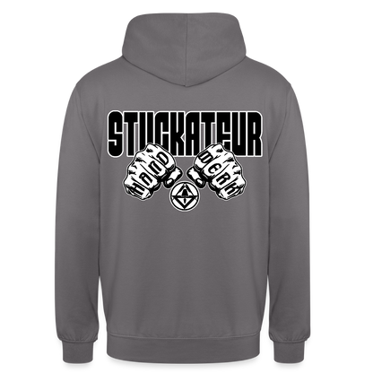 Unisex Hoodie "Stuckateur" (beidseitig bedruckt) Mittelgrau Unisex Hoodie {{ color }}