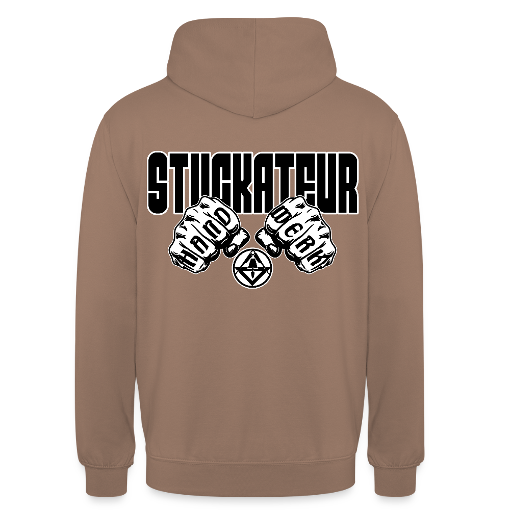Unisex Hoodie "Stuckateur" (beidseitig bedruckt) Mokka Unisex Hoodie {{ color }}