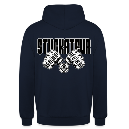 Unisex Hoodie "Stuckateur" (beidseitig bedruckt) Navy Unisex Hoodie {{ color }}