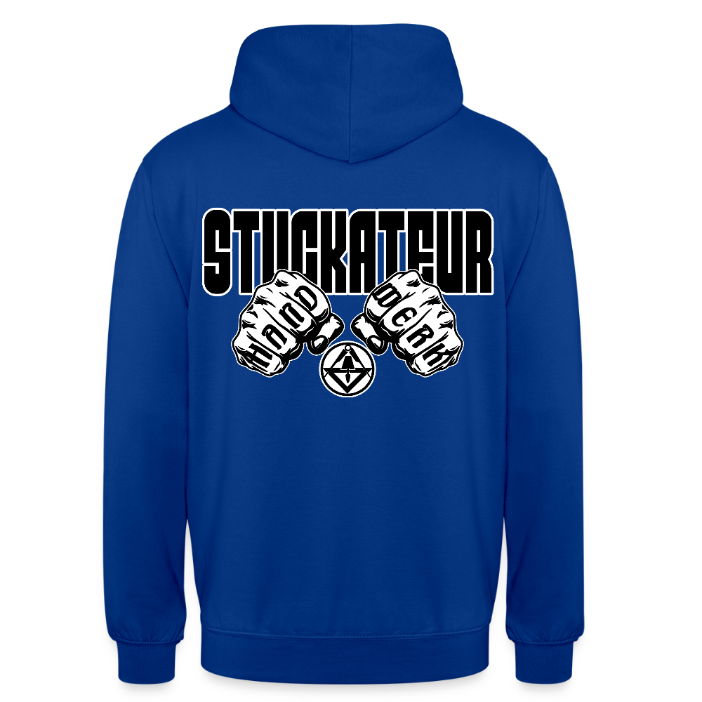 Unisex Hoodie "Stuckateur" (beidseitig bedruckt) Royalblau Unisex Hoodie {{ color }}