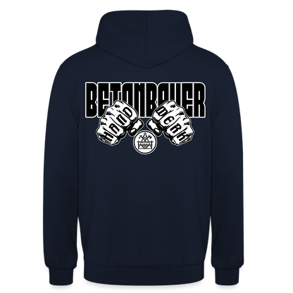 Unisex Hoodie "Betonbauer" (beidseitig bedruckt) Navy Unisex Hoodie {{ color }}