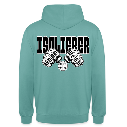Unisex Hoodie "Isolierer" (beidseitig bedruckt) Pastelltürkis Unisex Hoodie {{ color }}