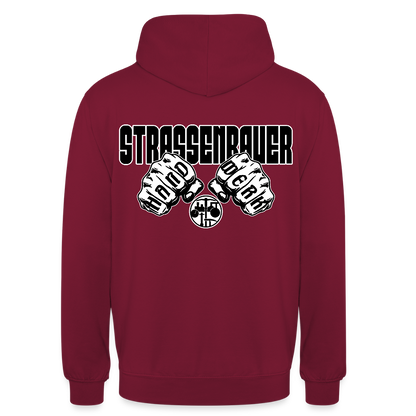 Unisex Hoodie "Strassenbauer" (beidseitig bedruckt) Bordeaux Unisex Hoodie {{ color }}
