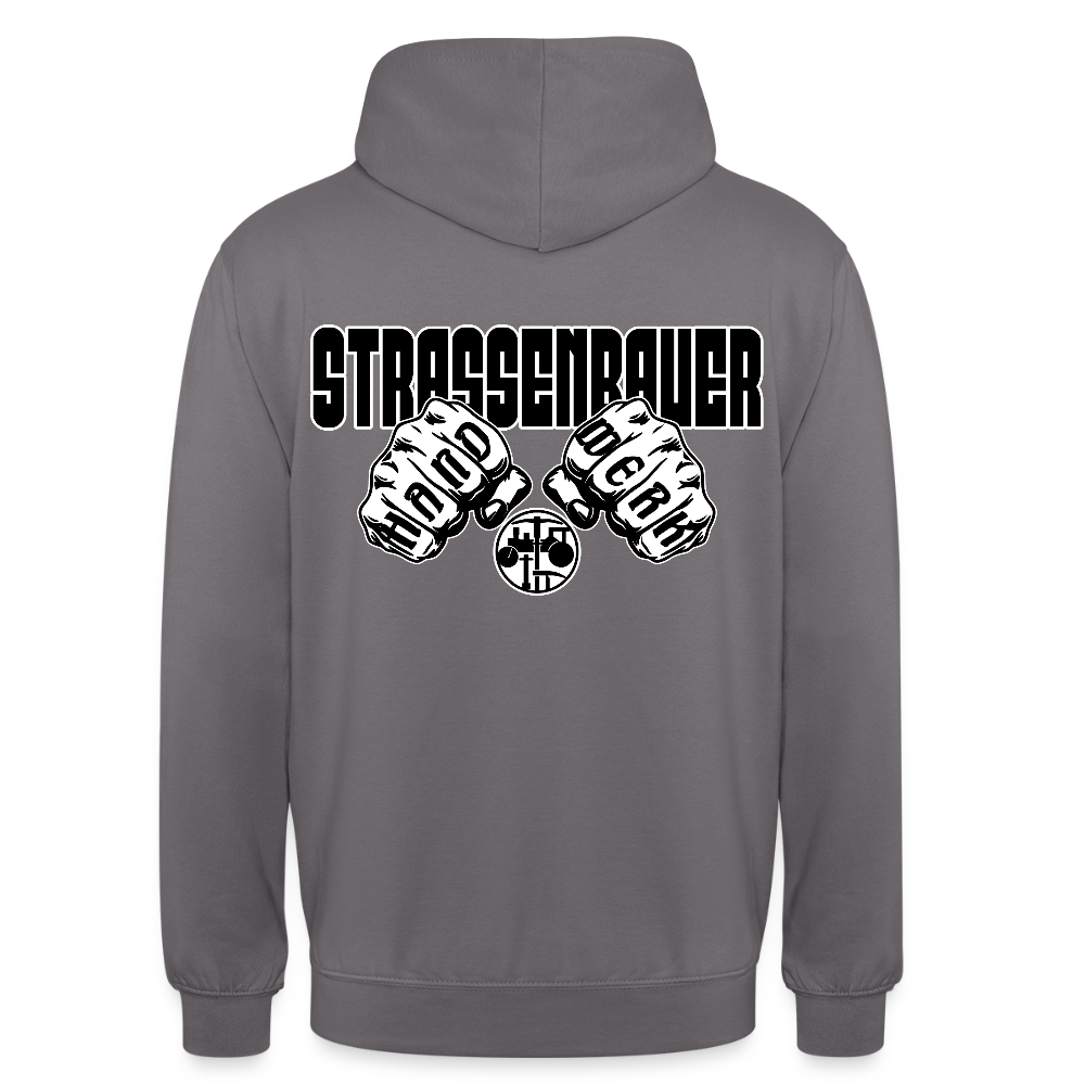 Unisex Hoodie "Strassenbauer" (beidseitig bedruckt) Mittelgrau Unisex Hoodie {{ color }}