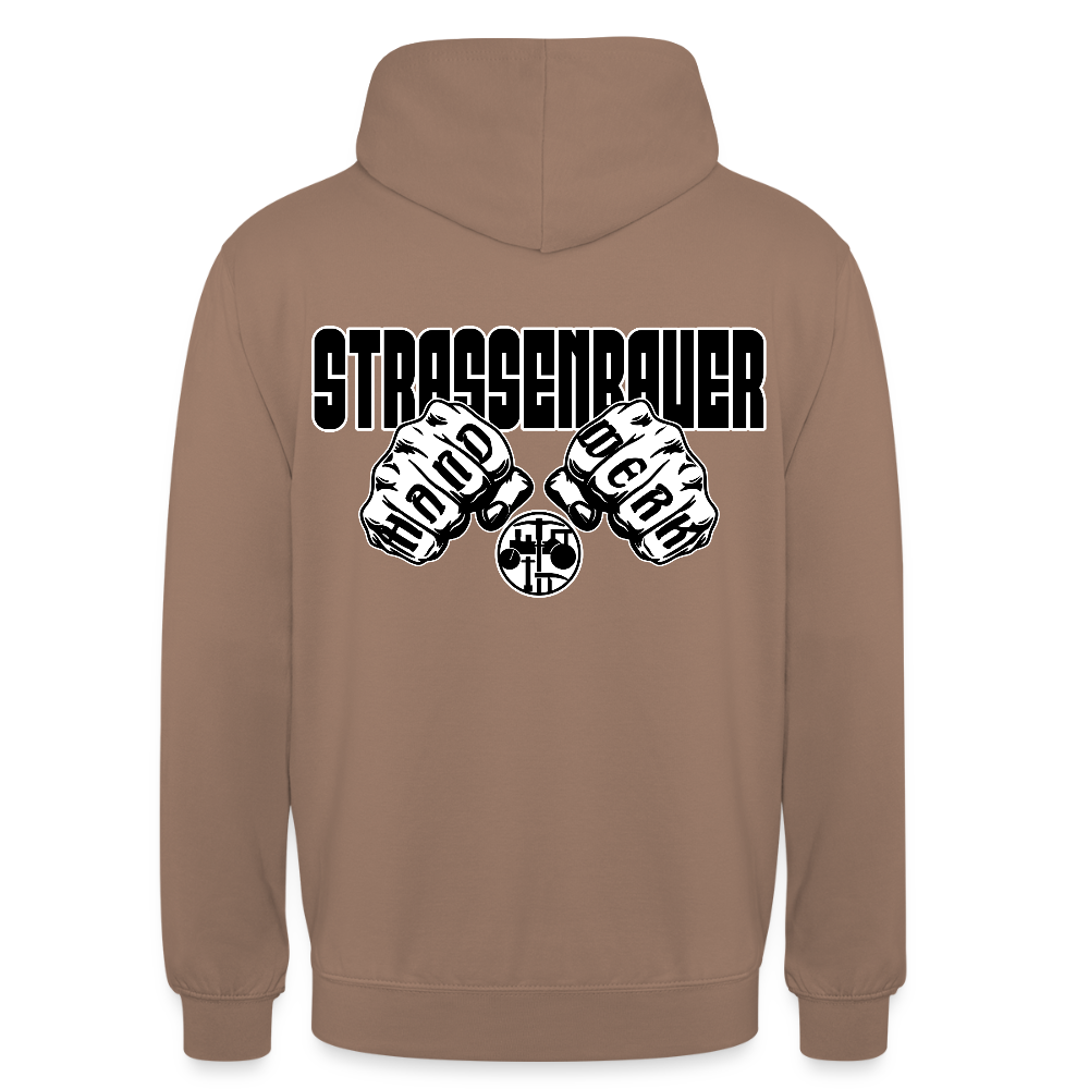 Unisex Hoodie "Strassenbauer" (beidseitig bedruckt) Mokka Unisex Hoodie {{ color }}