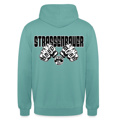 Unisex Hoodie "Strassenbauer" (beidseitig bedruckt) Pastelltürkis Unisex Hoodie {{ color }}